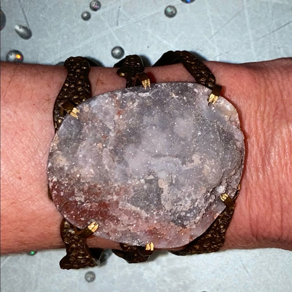 Druzy Quartz Cuff Bracelet BEAUTIFUL & New with Tag